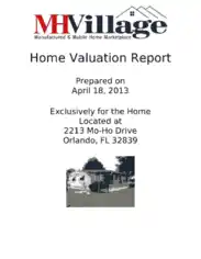 Home Valuation Report Template