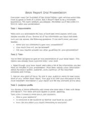 Book Report Example Oral Presentation Template