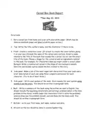 Cereal Box Book Report Example Template