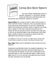 Free Download PDF Books, Cereal Box Book Report Pdf Template