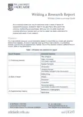 Writing a Academic Research Report Template