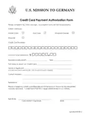 Credit Card Payment Authorization Form Template