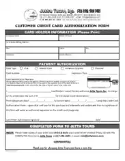 Customer Credit Card Authorization Form Template