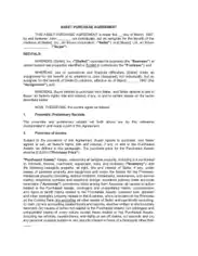 Asset Purchase Agreement Free Template