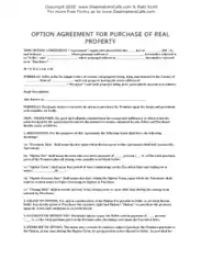 Free Download PDF Books, Option Agreement for Property Purchase Template