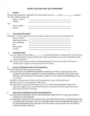 Horse Purchase and Sale Agreement Template