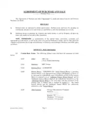 Purchase and Sale Agreement Sample Template