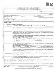 Residential Purchase Agreement Form Template