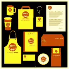Bakery Logo Elements on Yellow Background Free Vector