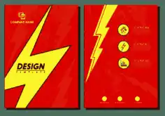 Brochure Lightning Icon Design Red Yellow Free Vector