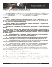 Artist Business Management Agreement Template