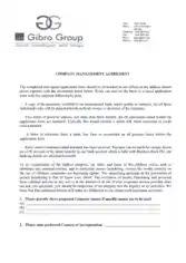 Company Business Management Agreement Template