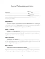 General Business Partnership Agreement Form Template