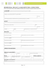 Residential Tenancy Agreement For aA Fixed Term Template