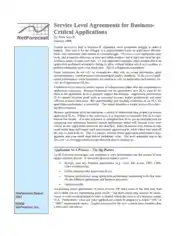 Service Level Agreements For Business Critical Applications Template