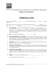 Commercial Lease Agreement Simple Template
