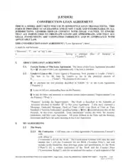 Free Download PDF Books, Construction Loan Agreement  lender Template