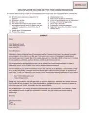 New Employee Welcome Letter from Human resources Template
