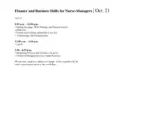 Finance and Business Skills for Nurse Managers Template