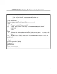 Bank Reconciliation Statement Sample Template