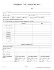 Confidential Family Information Sheet Template