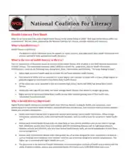Health Literacy Fact Sheet Template