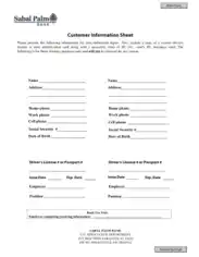Free Sheet for Customer Information Template