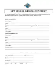 New Sheet for Vendor Information Template