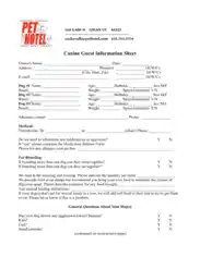 Free Download PDF Books, Sheet for Hotel Guest Information Template