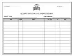 Student Personal Information Sheet Template