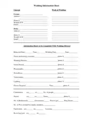 Wedding Information Sheet Template