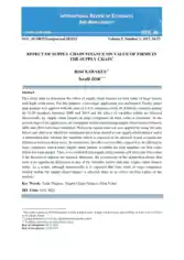 Effect of Supply Chain Finance on Value of Firms In the Supply Chain Finance Template