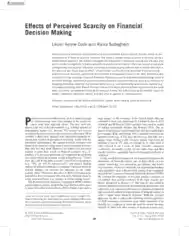 Effects of Perceived Scarcity on Financial Decision Making Finance Template