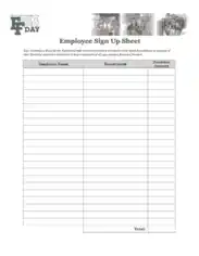 Free Download PDF Books, Employee Sign Up Sheet Finance Template