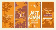 Autumn Sales Banners Vertical Design Colorful Leaves Decor Free Vector