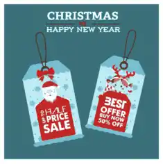 Christmas Banner Design With Sales Tags Free Vector