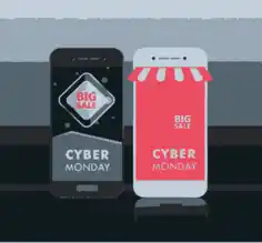 Cyber Monday Sales Banner Smart Phone Icons Ornament Free Vector