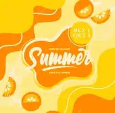 Summer Sale Banner Bright Yellow Orange Slices Decor Free Vector