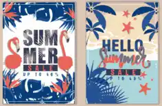 Free Download PDF Books, Summer Sale Banners Colorful Classical Forest Marine Themes Free Vector