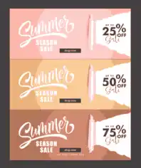 Free Download PDF Books, Summer Sale Banners Horizontal Shape 3D Ragged Paper Free Vector