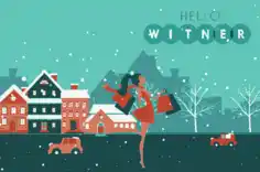 Free Download PDF Books, Winter Sale Banner Shopping Lady Icon Town Scape Free Vector