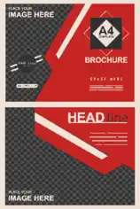 Corporate Brochure Template Black Red Modern Checkered Decor Free Vector