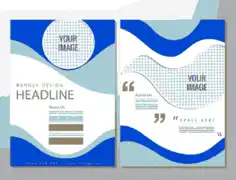 Corporate Brochure Template Modern Abstract Curves Checkered Decor Free Vector