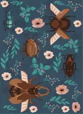 Nature Background Insects Floras Decor Colorful Classic Design Free Vector