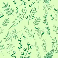 Nature Background Leaves Grass Icons Repeating Style Sketch Free Vector