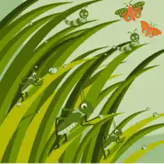 Nature Background Stylized Grasshopper Worm Butterfly Icons Free Vector