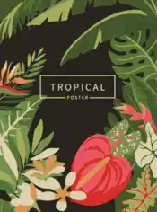 Free Download PDF Books, Tropical Nature Background Colorful Design Leaves Flowers Sketch Free Vector
