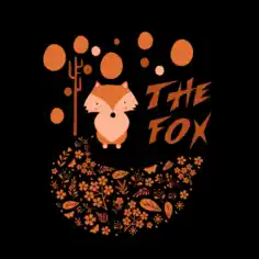 Fox Background Floral Leaves Decoration Dark Backdrop Free Vector