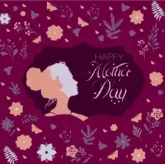 Free Download PDF Books, Mother Day Background Violet Backdrop Flowers Butterflies Decoration Free Vector