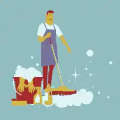 Cleaning Service Background Male Icon Washing Tools Decoration Free Vector